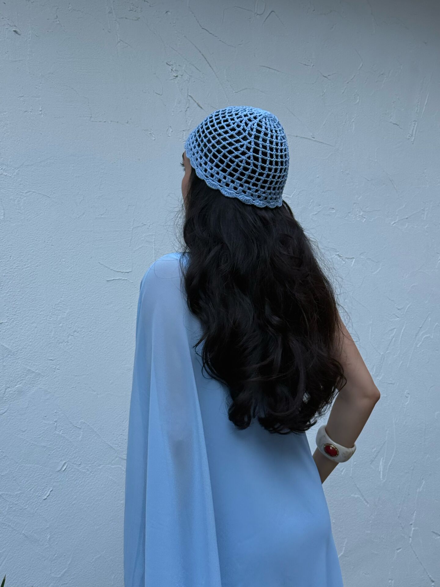 Mavi el emeği saç aksesuarı