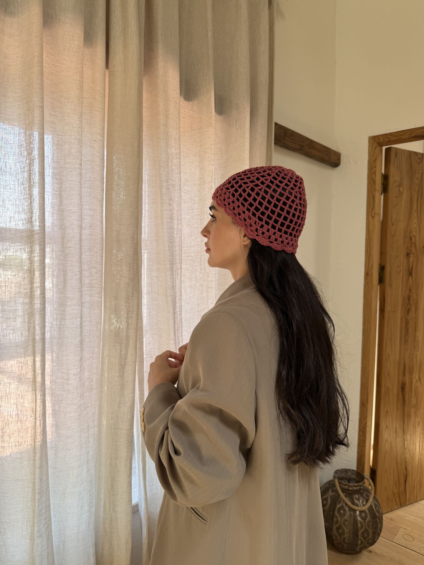 Gül kurusu el emeği kafa aksesuarı