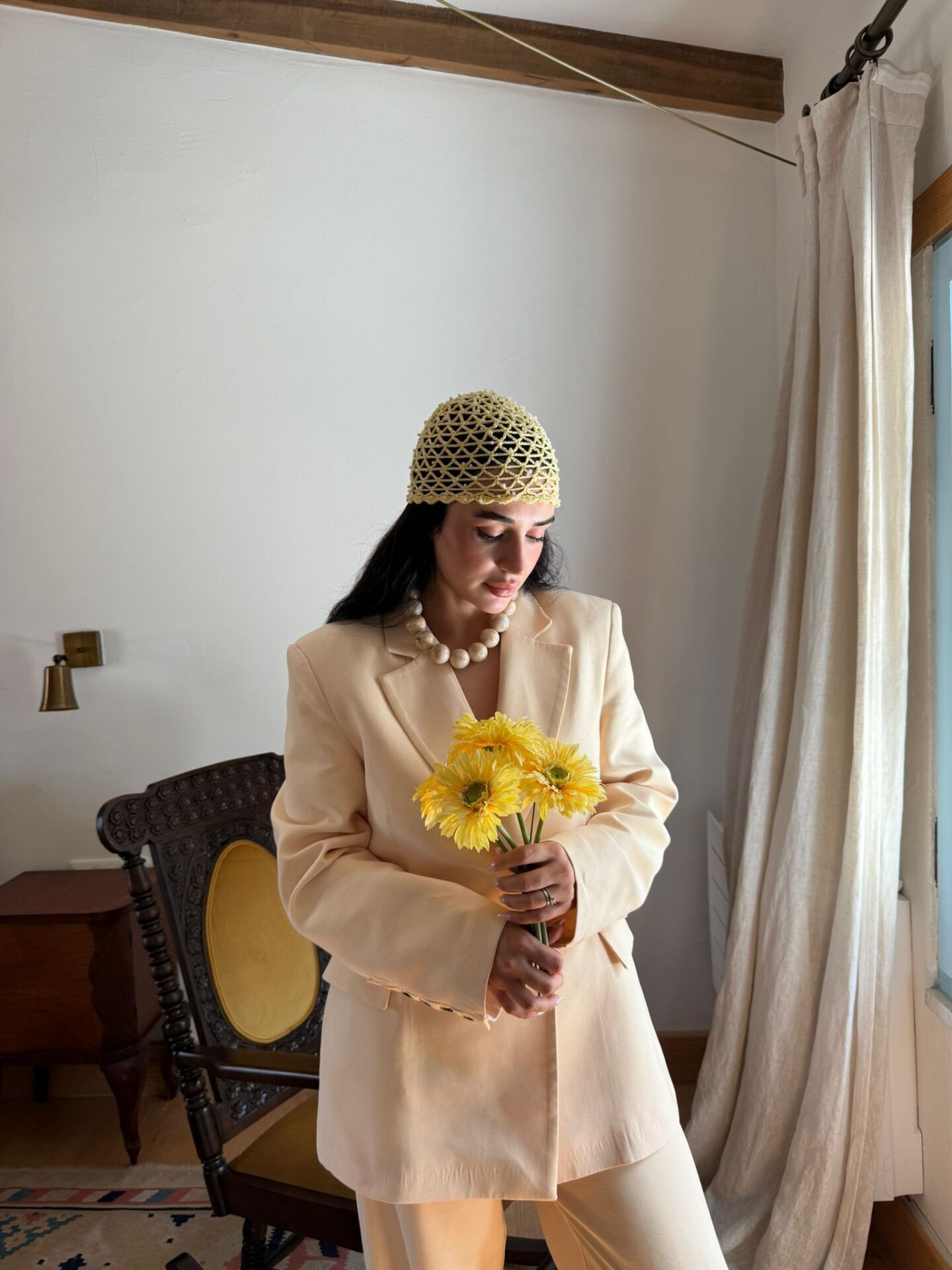 Sarı Boncuklu Kafa Aksesuarı