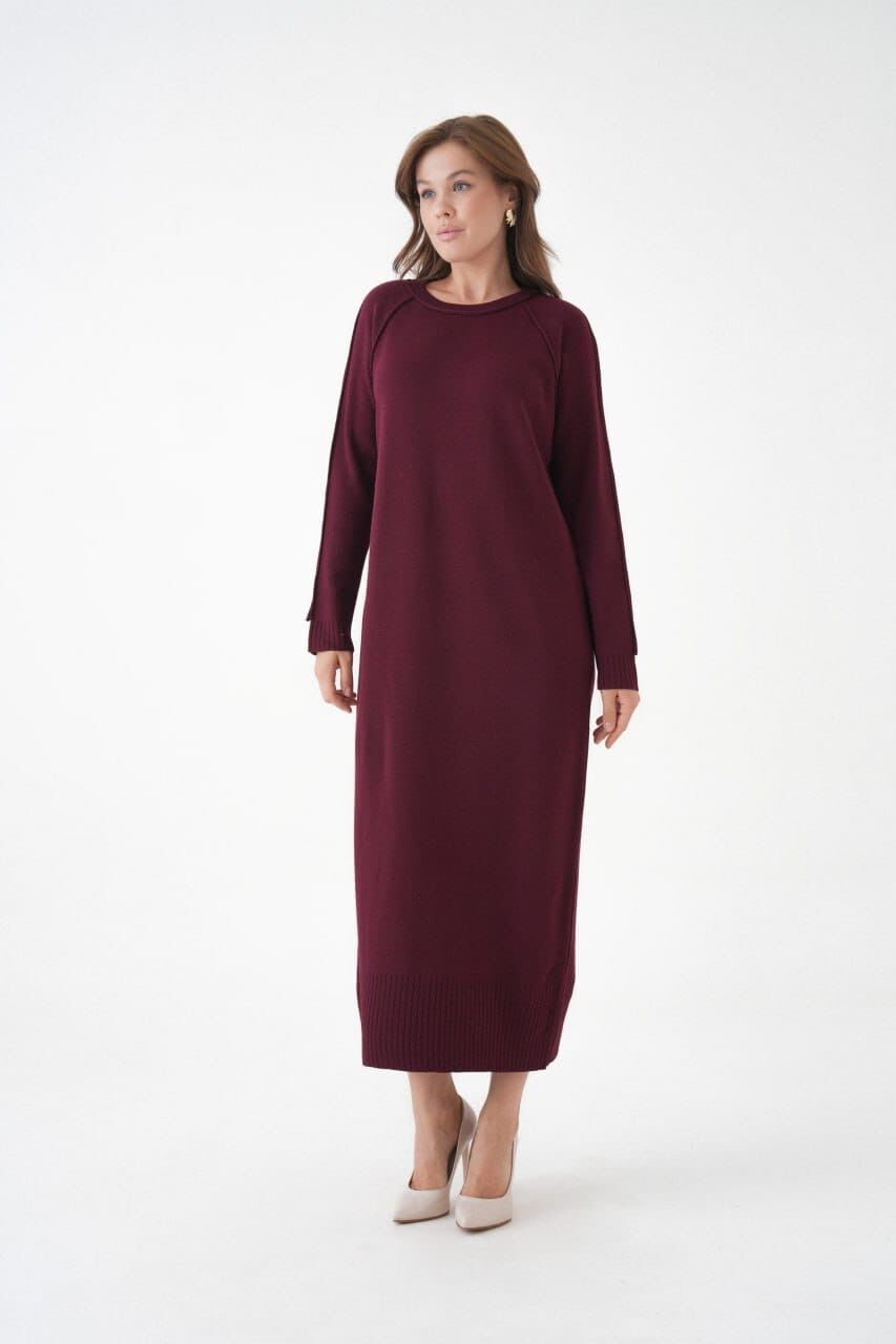 Triko Elbise Bordo - STD