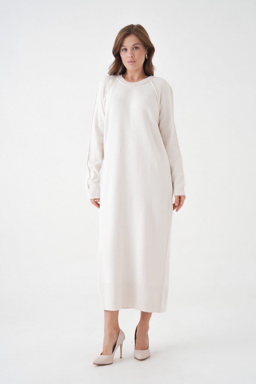 Triko Elbise Ekru - STD