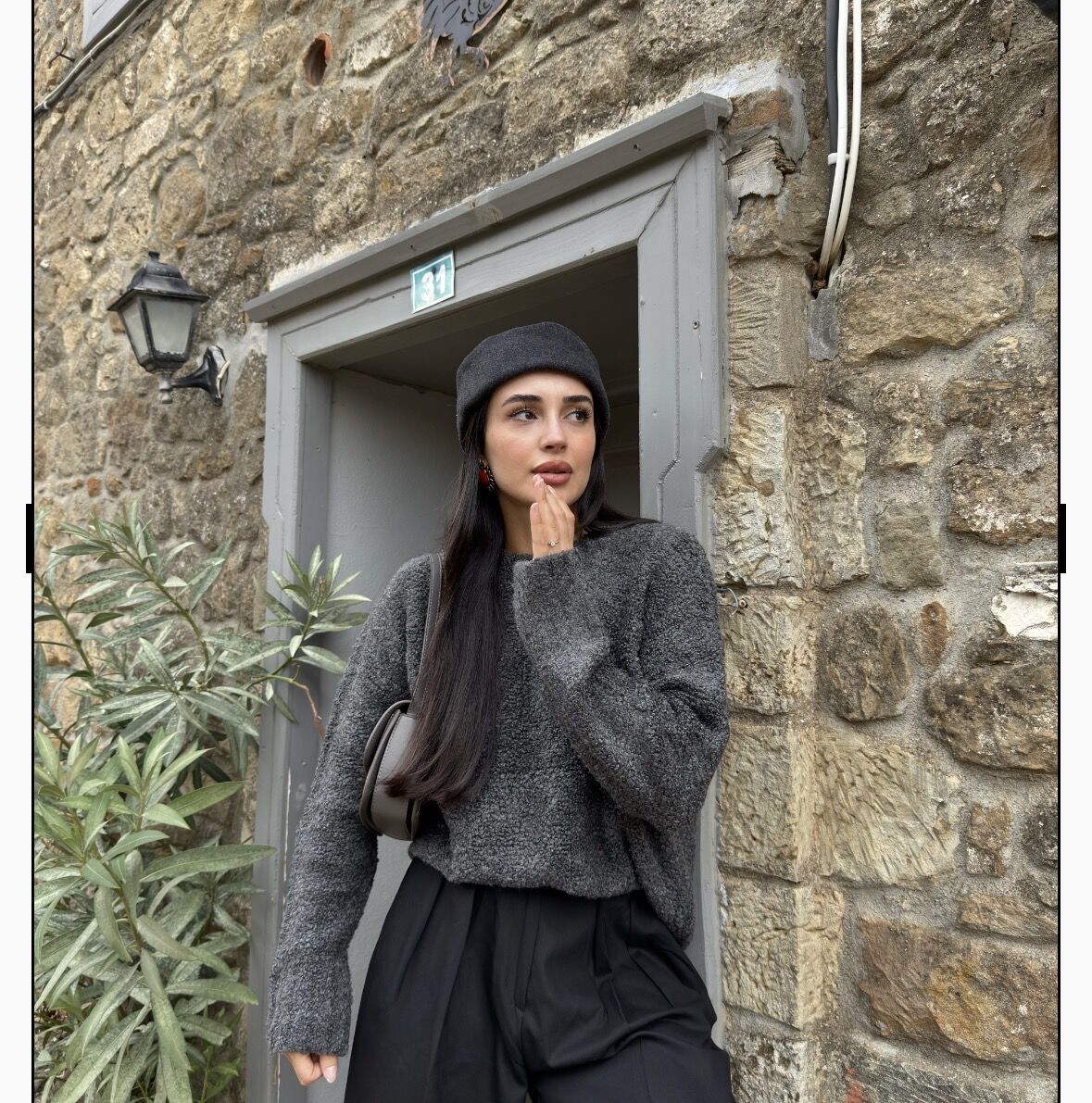 Buklet dokulu triko kazak gri - STD