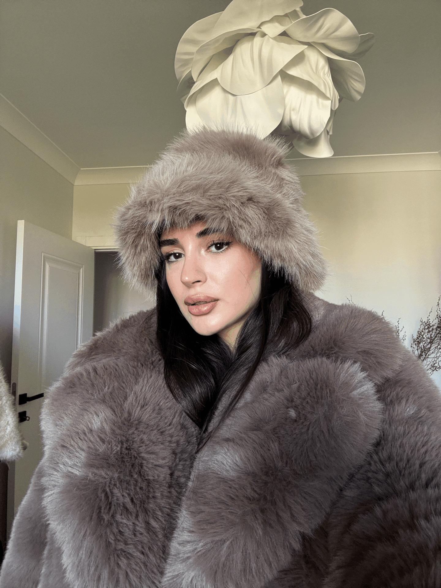 Suni kürk kalpak şapka Vizon - STD