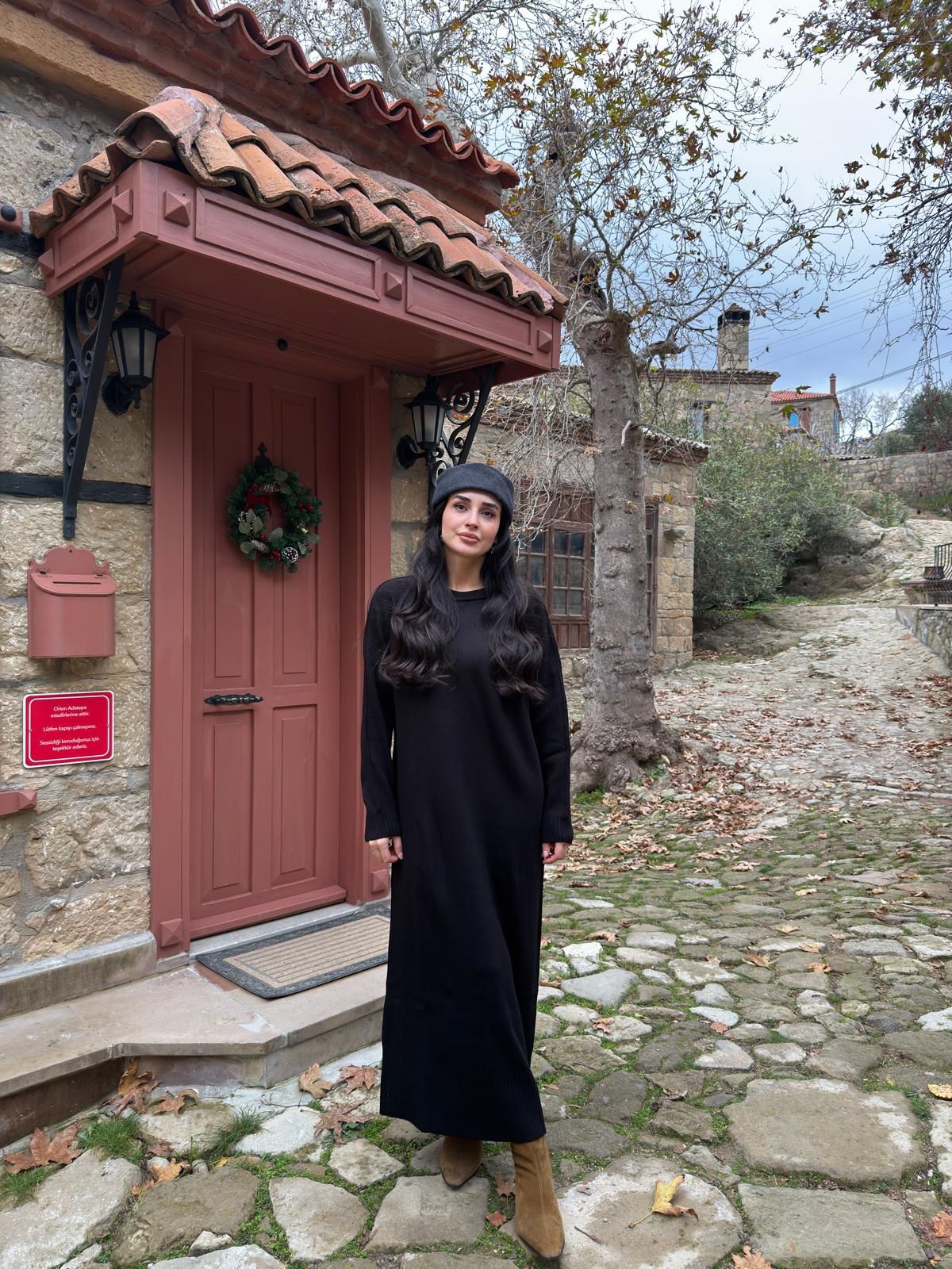 Triko Elbise Siyah - STD