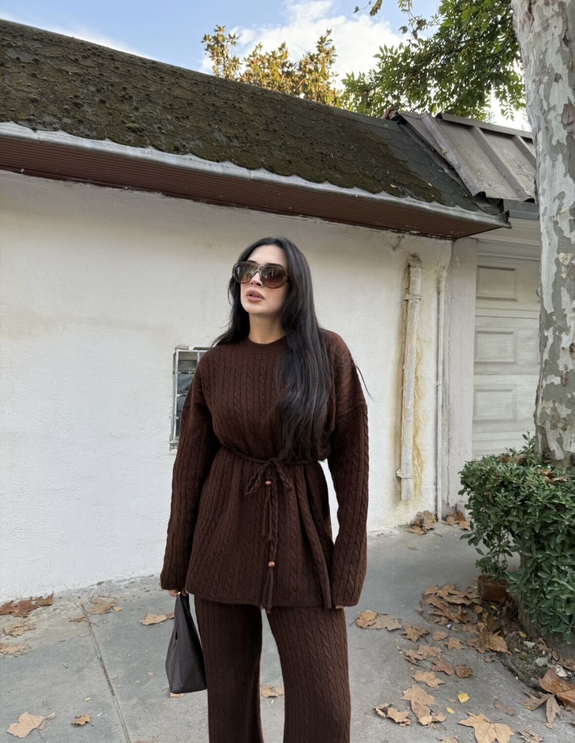 Saç örgü kemerli ikili takım Kahverengi - STD