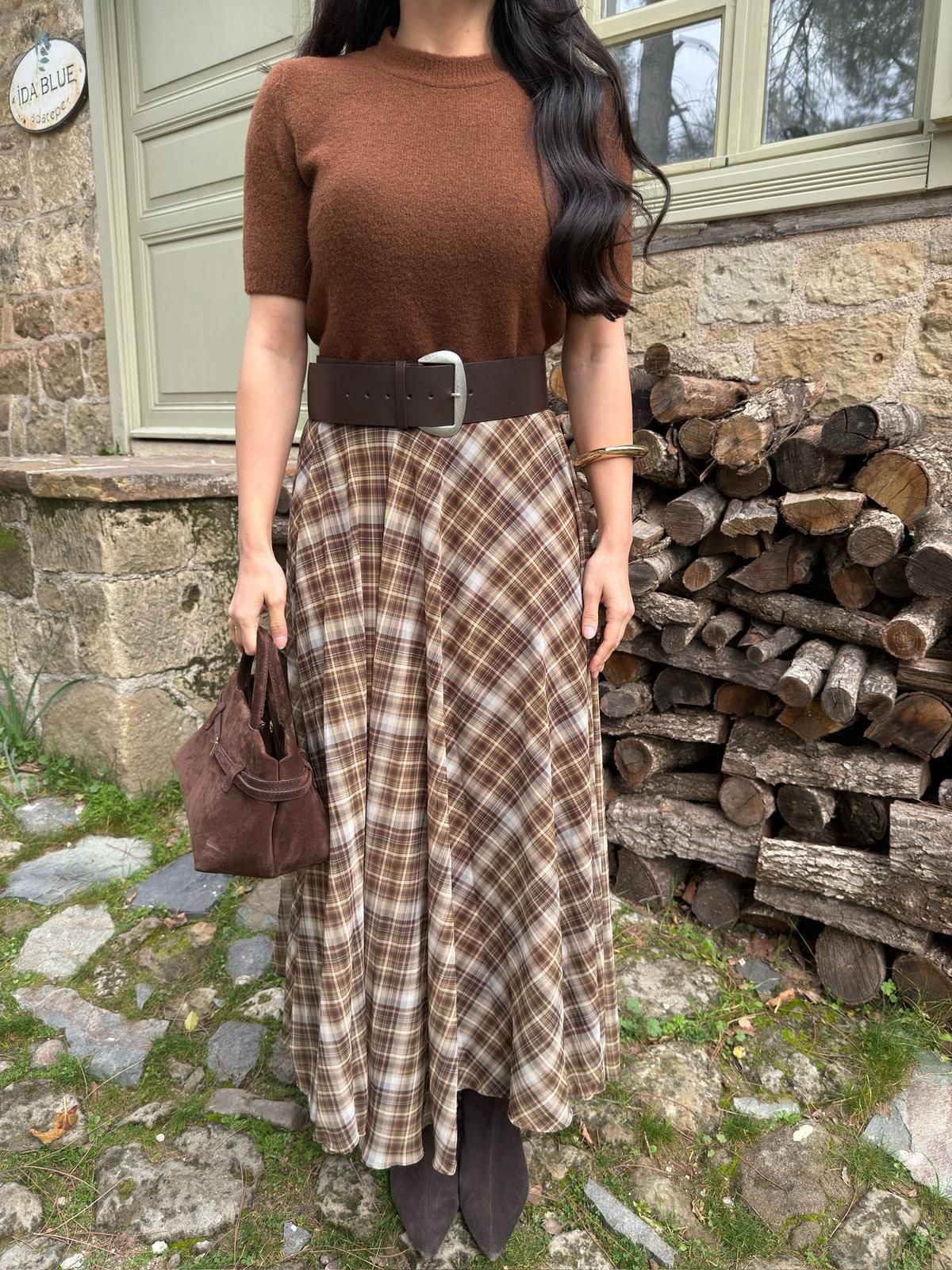 Ekoseli tül etek - Vizon L - Vizon