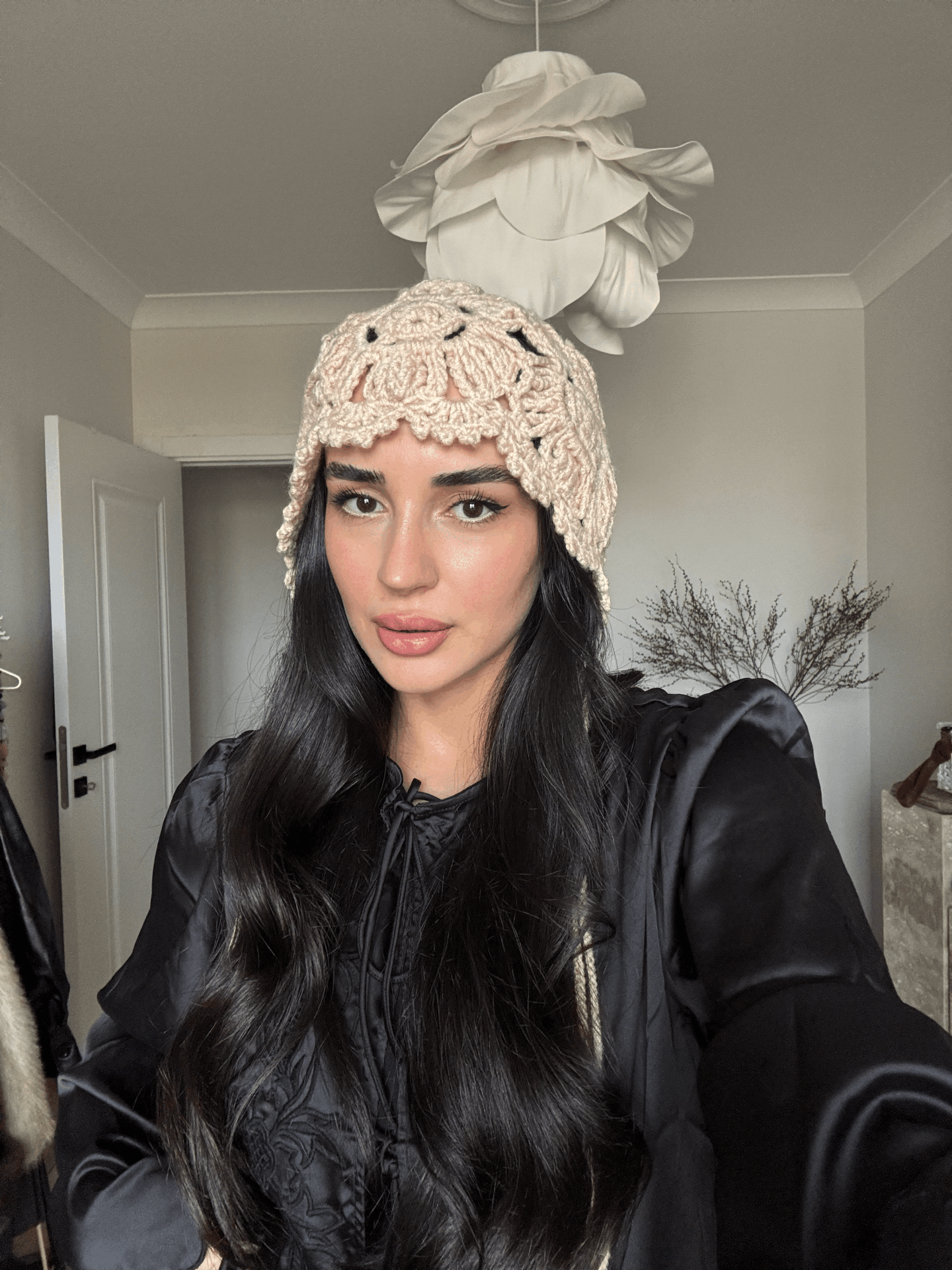 Örgü bağlamalı bere bej - STD